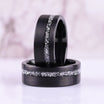 The Artisan - Mens Wedding Band - Black Brushed Tungsten Ring -  Silver Meteorite Inlay
