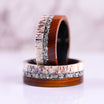 The Maverick - Mens Wedding Band - Barrel Wood & Deer Antler Tungsten Ring - Meteorite Inlay