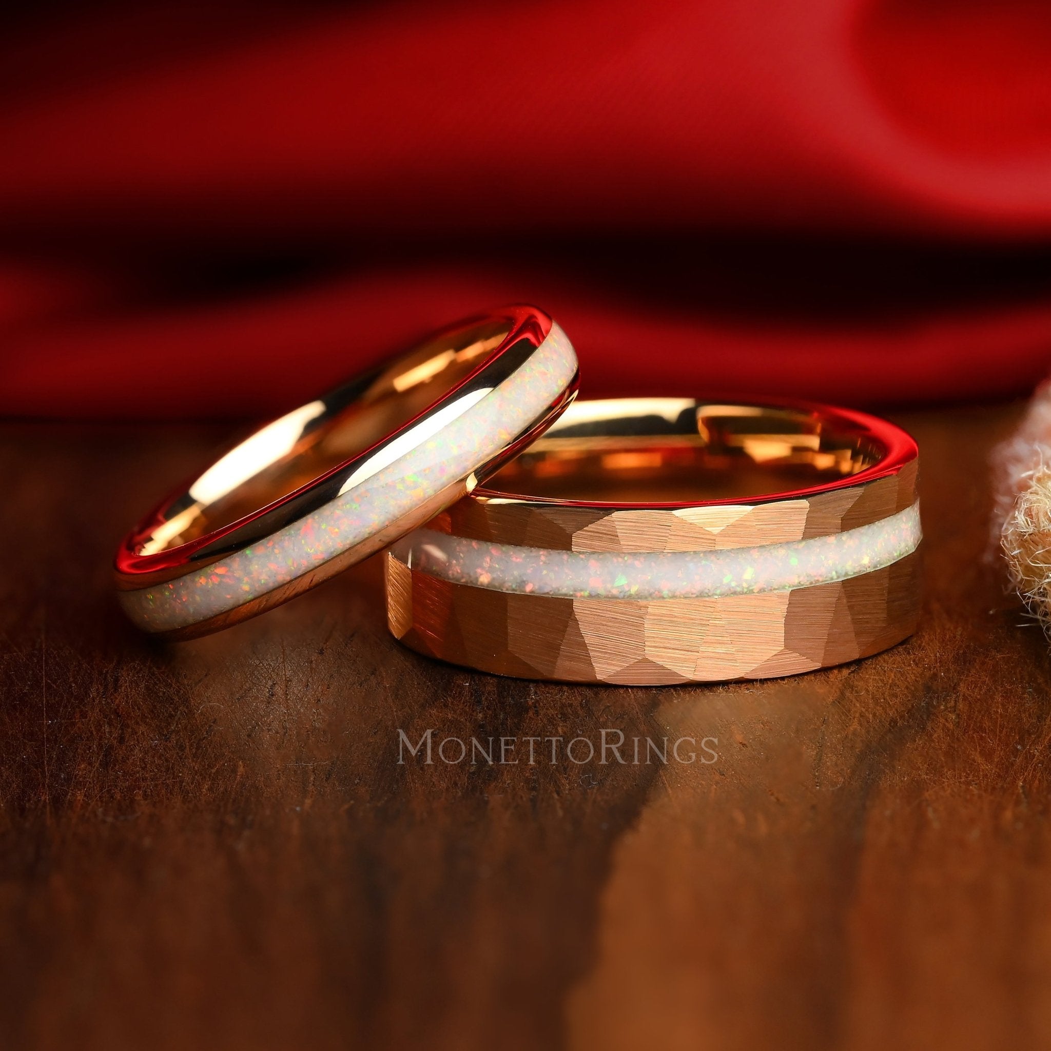 'The White Fire' Rings Set - TUNSGTEN | Monetto Bands